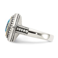 Shey Couture Sterling Silver Ring with 14K Accent Antiqued Cushion Bezel Blue Topaz view 3