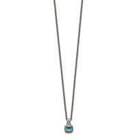 Shey Couture Sterling Silver Necklace with 14K Accent Antiqued Cushion Blue Topaz, 18" view 2