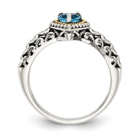 Shey Couture Sterling Silver Ring with 14K Accent Antiqued Blue Topaz Heart view 2