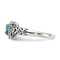 Shey Couture Sterling Silver Ring with 14K Accent Antiqued Blue Topaz Heart view 3