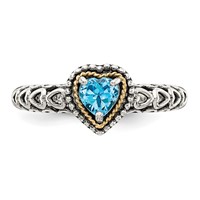 Shey Couture Sterling Silver Ring with 14K Accent Antiqued Blue Topaz Heart view 5