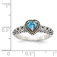 Shey Couture Sterling Silver Ring with 14K Accent Antiqued Blue Topaz Heart view 4