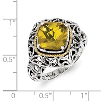 Sterling Silver Ring with 14K Whiskey Quartz view 3