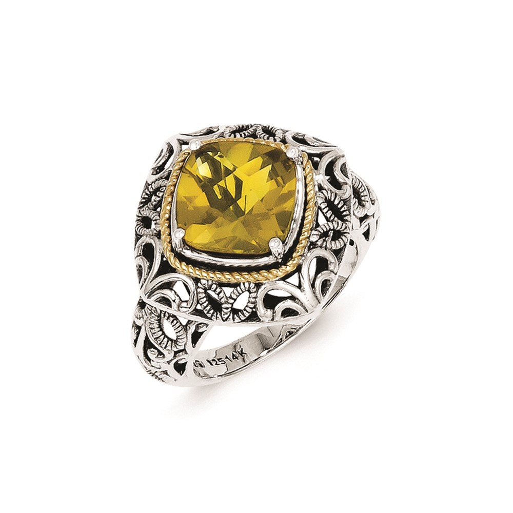 Sterling Silver Ring with 14K Whiskey Quartz