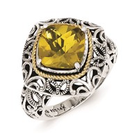 Sterling Silver Ring with 14K Whiskey Quartz view 1
