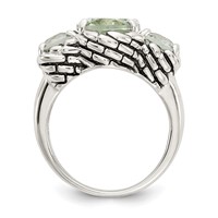 Shey Couture Sterling Silver Antiqued Oval and Round Green Quartz Ring view 2