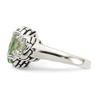 Shey Couture Sterling Silver Antiqued Oval and Round Green Quartz Ring view 4
