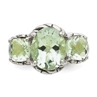 Shey Couture Sterling Silver Antiqued Oval and Round Green Quartz Ring view 5