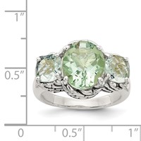 Shey Couture Sterling Silver Antiqued Oval and Round Green Quartz Ring view 3