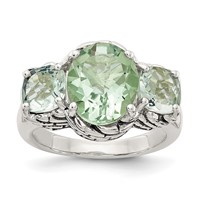 Shey Couture Sterling Silver Antiqued Oval and Round Green Quartz Ring view 1