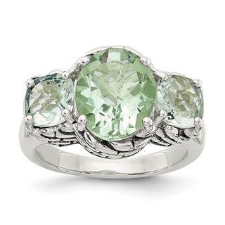 Shey Couture Sterling Silver Antiqued Oval and Round Green Quartz Ring