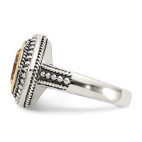 Shey Couture Sterling Silver Ring with 14K Accent Antiqued Cushion Bezel Citrine view 3