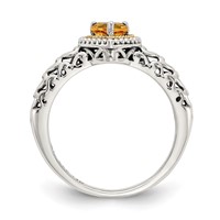 Shey Couture Sterling Silver Ring with 14K Accent Antiqued Heart Citrine view 2