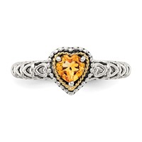 Shey Couture Sterling Silver Ring with 14K Accent Antiqued Heart Citrine view 5