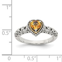 Shey Couture Sterling Silver Ring with 14K Accent Antiqued Heart Citrine view 4