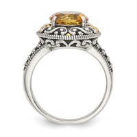 Shey Couture Sterling Silver Ring with 14K Accent Antiqued Round Citrine view 2