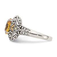Shey Couture Sterling Silver Ring with 14K Accent Antiqued Round Citrine view 3