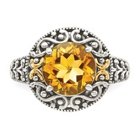 Shey Couture Sterling Silver Ring with 14K Accent Antiqued Round Citrine view 5