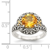 Shey Couture Sterling Silver Ring with 14K Accent Antiqued Round Citrine view 4