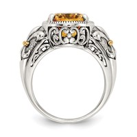 Shey Couture Sterling Silver Ring with 14K Accent Antiqued Oval Citrine view 2