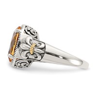 Shey Couture Sterling Silver Ring with 14K Accent Antiqued Oval Citrine view 3
