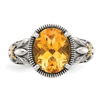 Shey Couture Sterling Silver Ring with 14K Accent Antiqued Oval Citrine view 5