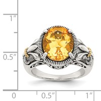 Shey Couture Sterling Silver Ring with 14K Accent Antiqued Oval Citrine view 4