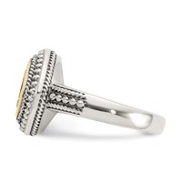 Shey Couture Sterling Silver Ring with 14K Accent Antiqued Cushion Bezel Peridot view 3