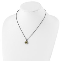 Shey Couture Sterling Silver Necklace with 14K Accent Antiqued Cushion Bezel Peridot, 18" view 4