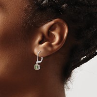 Shey Couture Sterling Silver Earrings with 14K Accent Antiqued Cushion Peridot Leverback view 3