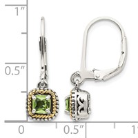 Shey Couture Sterling Silver Earrings with 14K Accent Antiqued Cushion Peridot Leverback view 4