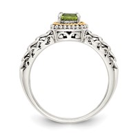 Shey Couture Sterling Silver Ring with 14K Accent Antiqued Cushion Peridot view 2