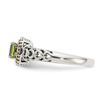 Shey Couture Sterling Silver Ring with 14K Accent Antiqued Cushion Peridot view 3