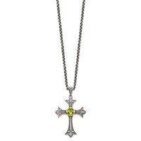 Shey Couture Sterling Silver Necklace with 14K Accent Antiqued Diamond and Cushion Bezel Peridot, 18" view 2