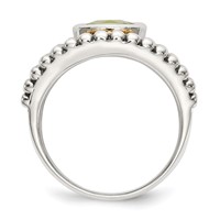 Shey Couture Sterling Silver Ring with 14K Accent Antiqued Cushion Bezel Peridot view 2