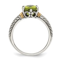 Shey Couture Sterling Silver Ring with 14K Accent Antiqued Oval Peridot view 2