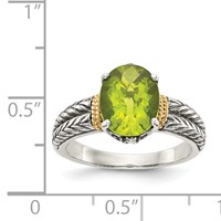 Shey Couture Sterling Silver Ring with 14K Accent Antiqued Oval Peridot view 4