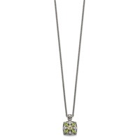 Shey Couture Sterling Silver Necklace with 14K Accent Antiqued Diamond and Marquise Peridot, 18" view 2