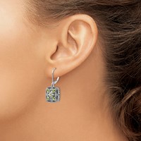 Shey Couture Sterling Silver Earrings with 14K Accent Antiqued Diamond and Marquise Peridot Leverback view 3