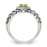Shey Couture Sterling Silver Ring with 14K Accent Antiqued Heart Peridot view 2