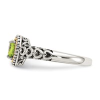 Shey Couture Sterling Silver Ring with 14K Accent Antiqued Heart Peridot view 3