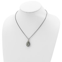Shey Couture Sterling Silver Necklace with 14K Accent Antiqued Diamond and Pear Shaped Green Quartz, 18" view 4