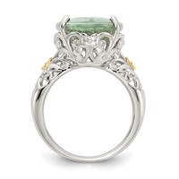 Shey Couture Sterling Silver Rhodium-plated Ring with 14K Accent Oval Green Quartz view 2