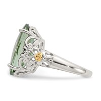 Shey Couture Sterling Silver Rhodium-plated Ring with 14K Accent Oval Green Quartz view 3