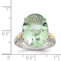 Shey Couture Sterling Silver Rhodium-plated Ring with 14K Accent Oval Green Quartz view 4