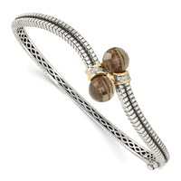 Shey Couture Sterling Silver Bracelet with 14K Accent Antiqued Smoky Quartz and Diamond Bangle view 1
