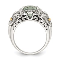 Shey Couture Sterling Silver Ring with 14K Accent Antiqued Cushion Green Quartz view 2