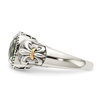 Shey Couture Sterling Silver Ring with 14K Accent Antiqued Cushion Green Quartz view 3