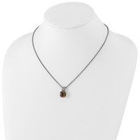Shey Couture Sterling Silver Necklace with 14K Accent Antiqued Cushion Checkerboard Smoky Quartz, 18" view 4