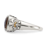 Shey Couture Sterling Silver Ring with 14K Accent Antiqued Cushion Smoky Quartz view 3